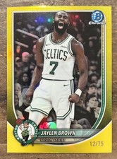 2025-26 Bowman Basketball Jaylen Brown Yellow Refractor  #BCV-57 Celtics 12 /75 