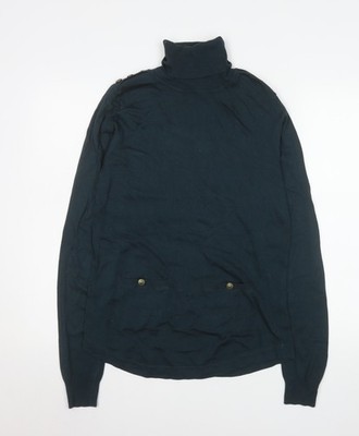 Warehouse Damen schwarz Rollkragen Langarm Strickpullover Größe 14