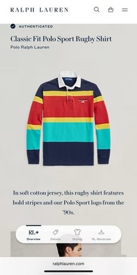 New XL Polo Ralph Lauren Sport USA Striped Colorblock Rugby Shirt