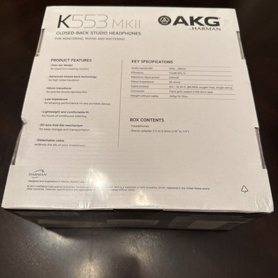 AKG K553 MK2 Closed-back Studio Recording Monitoring Headphones