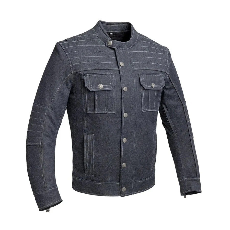 Chaqueta de moto de mezclilla gris oscuro para hombre estilo trueno AAA CE armadura abrigo de equitación
