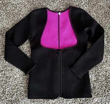 Women's Small Black/Pink Long SLV Zip Wet/Dry Suit WaterSki Top Neoprene/Nylon