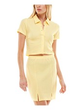 ULTRA FLIRT Womens Short Dress Yellow Button Up Pull-on Juniors S
