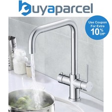 Chrome 4 in 1 Instant Boiling Hot Water Twin Lever Kitchen Tap J Square Spout