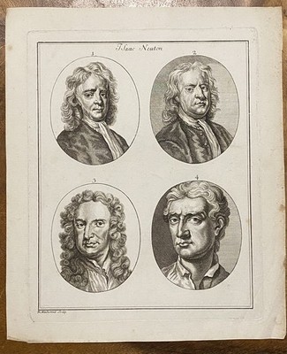M. Wachsmut - Porträt von Isaac Newton (1642 1727) Kupferstich 1790 Mathematik