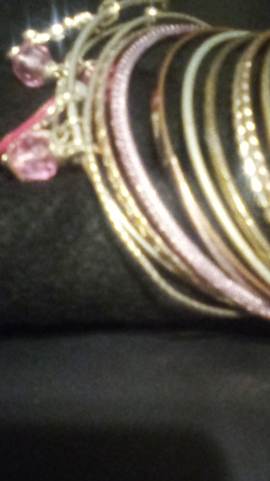 Gold Pink Stackable Charm Bangle Bracelet Set, Ro… - image 2