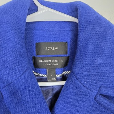 J. Crew Majesty Stadium Cloth Nello Gori Blue Wool Jacket Coat Sz