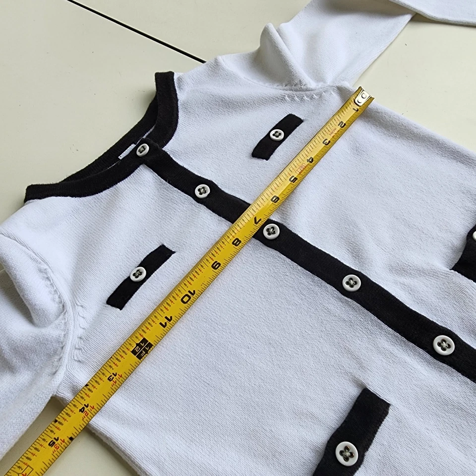 Janie и Jack девочек белый черный отделки хлопок кардиган свитер верхний размер 7 - Изображение 4 из 4