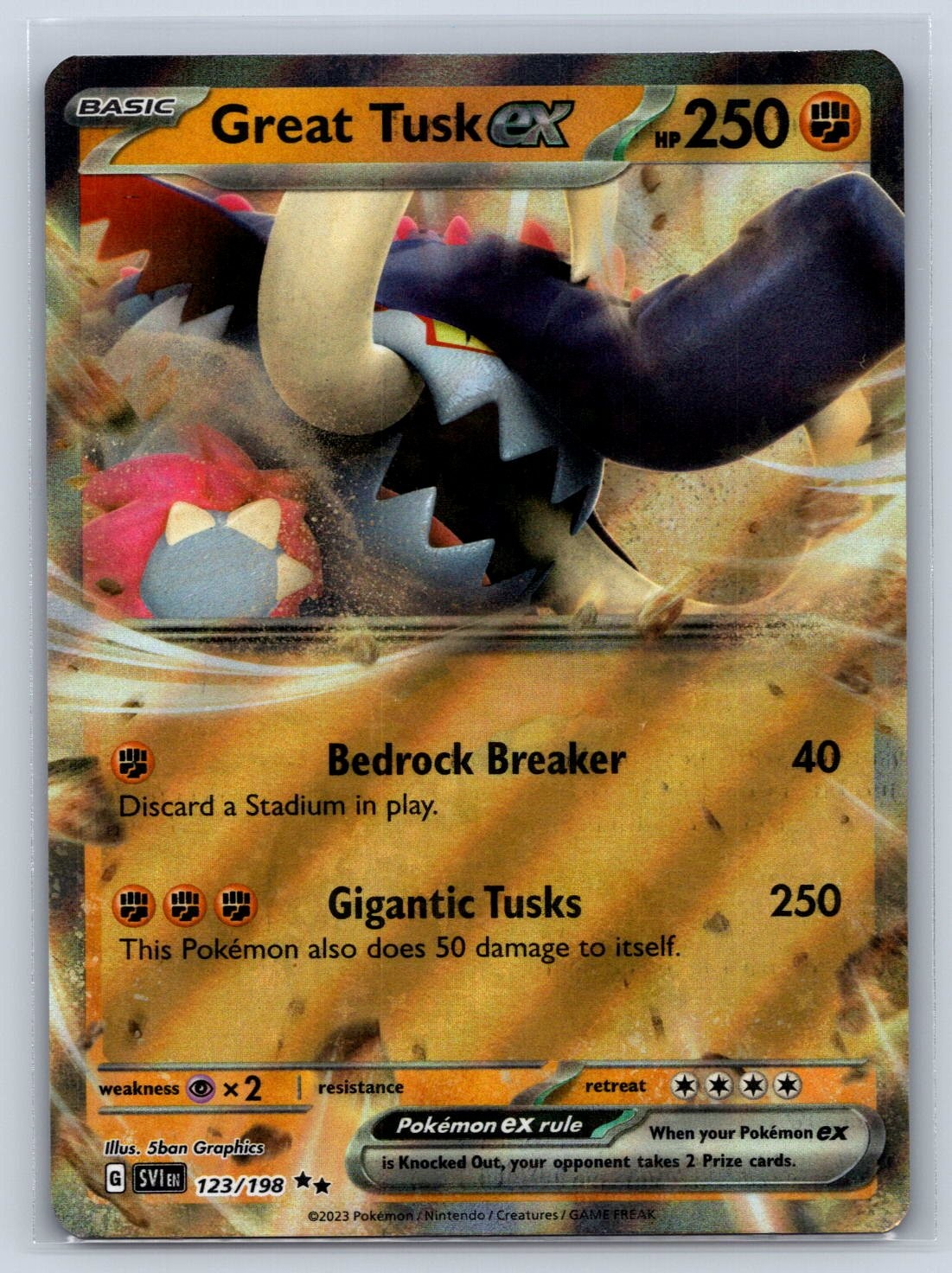 Great Tusk ex 123/198 Holo SV01: Scarlet & Violet Base Set NM Pokemon TCG Card