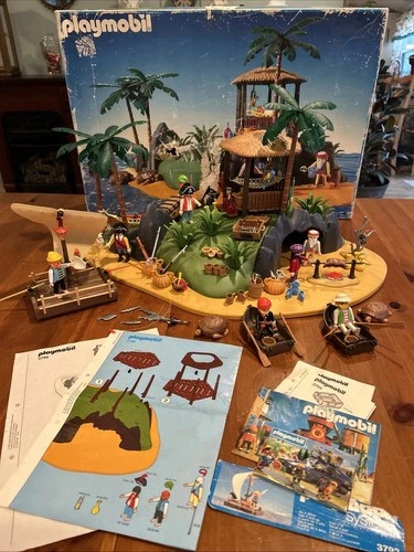 Vintage 1991 PLAYMOBIL 3799 Treasure Island - Complete - Extra Pirate Sets
