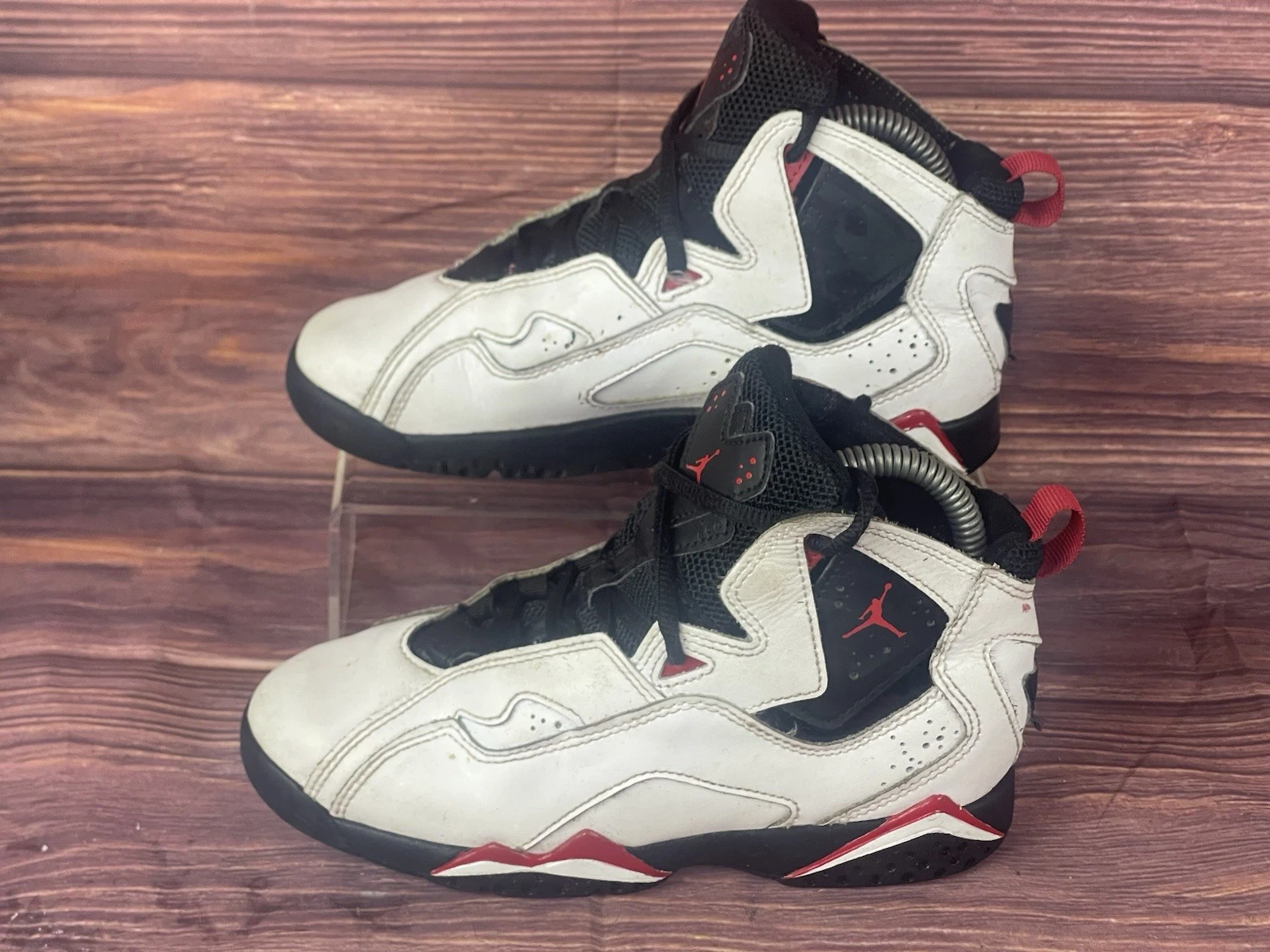 Scarpe Nike Youth 1Y Jordan True Flight sneakers bianche pelle stringate 343796 100