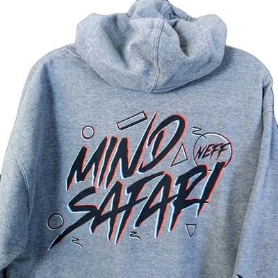Neff Hoodie Men's Large Gray Graphic Fleece Pullover Long Sleeve Drawstring