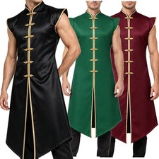 Men Medieval Cosplay Costume Long Vest Carnival Outfit Renaissance Role Play