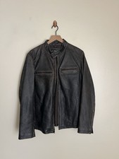 Black Rivet Men s Leather Jacket Size M Genuine Leather Moto Biker Style