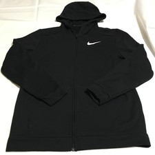 Nike Dri Fit Mens Black Full Zip Hoodie Athletic Performance Medium