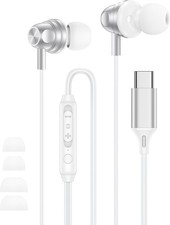 USB C Wired Ear Buds Earbuds for iPhone 17e 16 15 Pro Max 17 Air 16e White