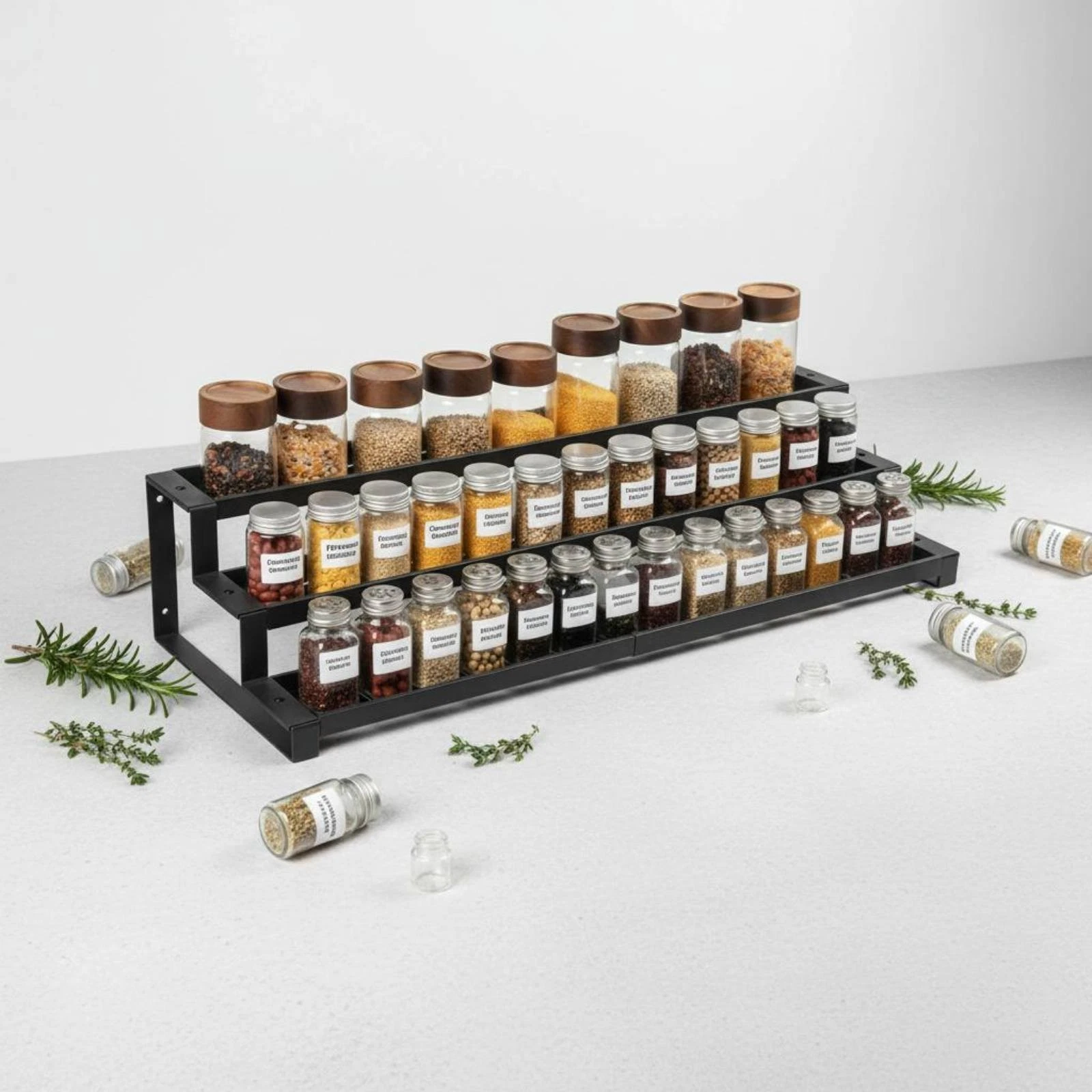Three-Tier Seasoning Rack Easy to Clean 3 Tier Seasoning Rack Sturdy for Pantry