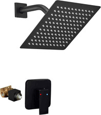 Black Shower Faucet Single Function Shower Trim Kit with Rough-In Valve Shower