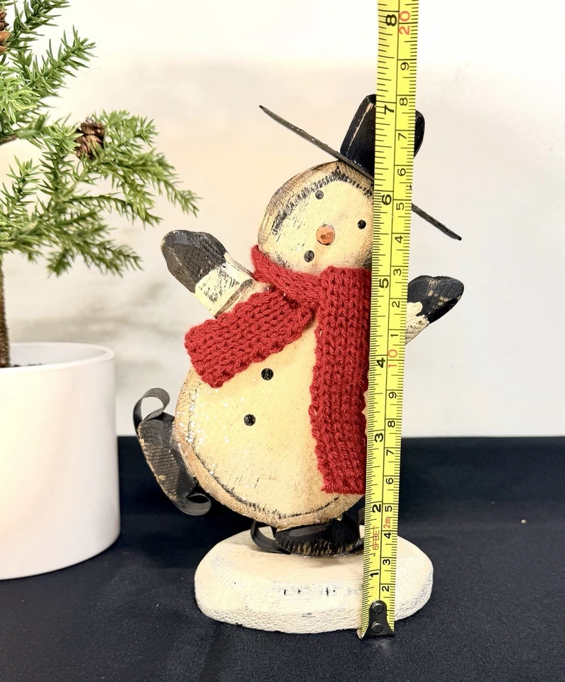 Muñeco de nieve de madera grueso Primitives de Kathy estante cuidador vacaciones de Navidad Foto 2 de 4