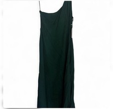 Reformation One Shoulder Emerald Green Evening Dress Long Sleeveless Size 12