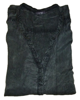 NYDJ Women's Not Your Daughters Blouse Dark Gray 3/4 Sleeve Pullover Size 4XL