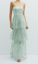 Dessy Collection Women's Green Strapless 3D Floral Embroidered Dress Size 12-R