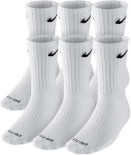 Nike Dri-FIT Cushion Crew Socks 6 Pairs White Large Athletic Sports Men Socks