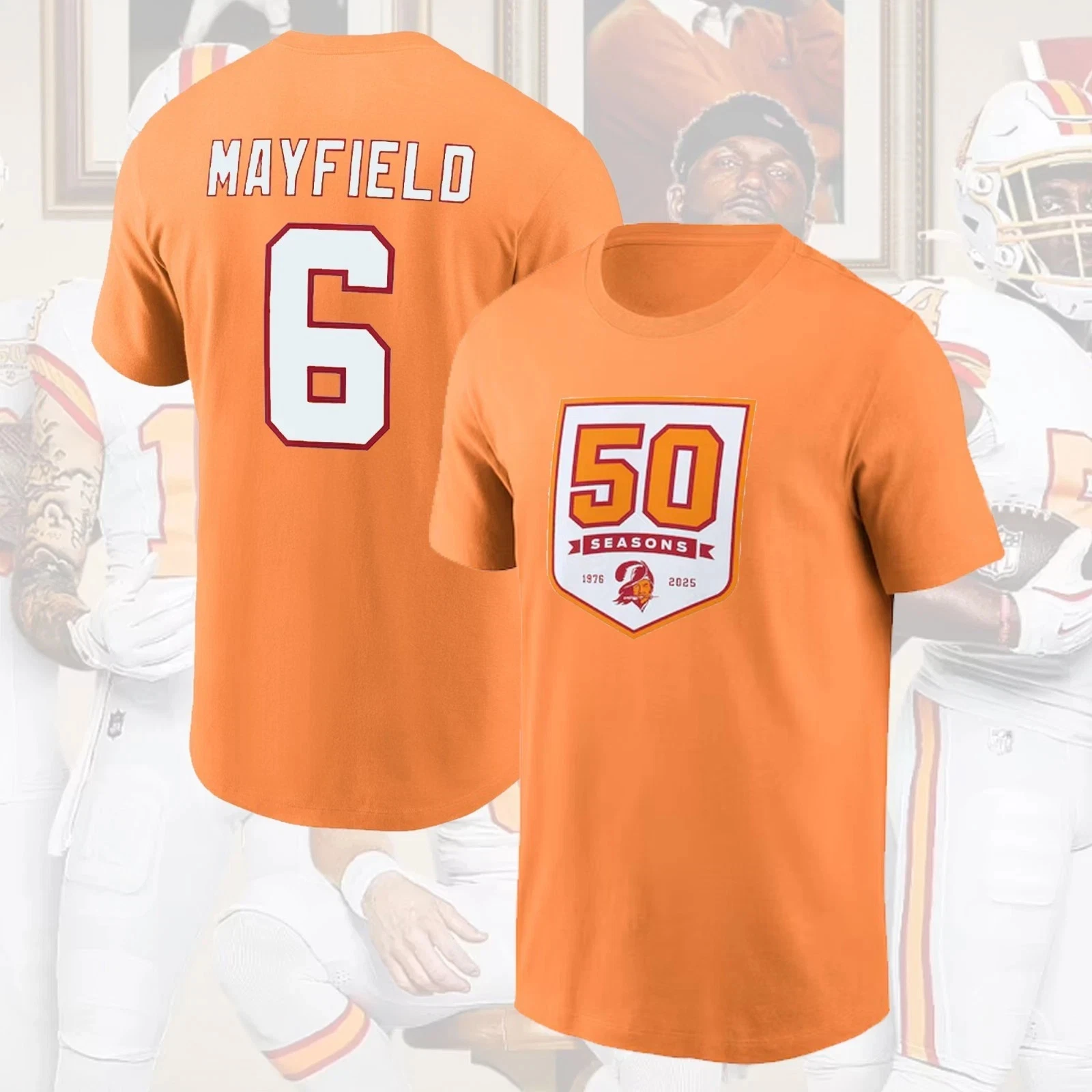 Orange's Tampa Bay Buccaneers 50th Season Name & Number Gift For Fans