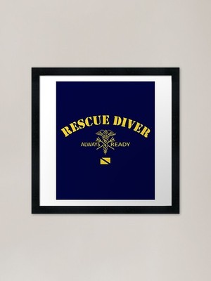 Rescue Diver - Always Ready gerahmtes gerahmtes Wandbild Poster Leinwanddruck Bild
