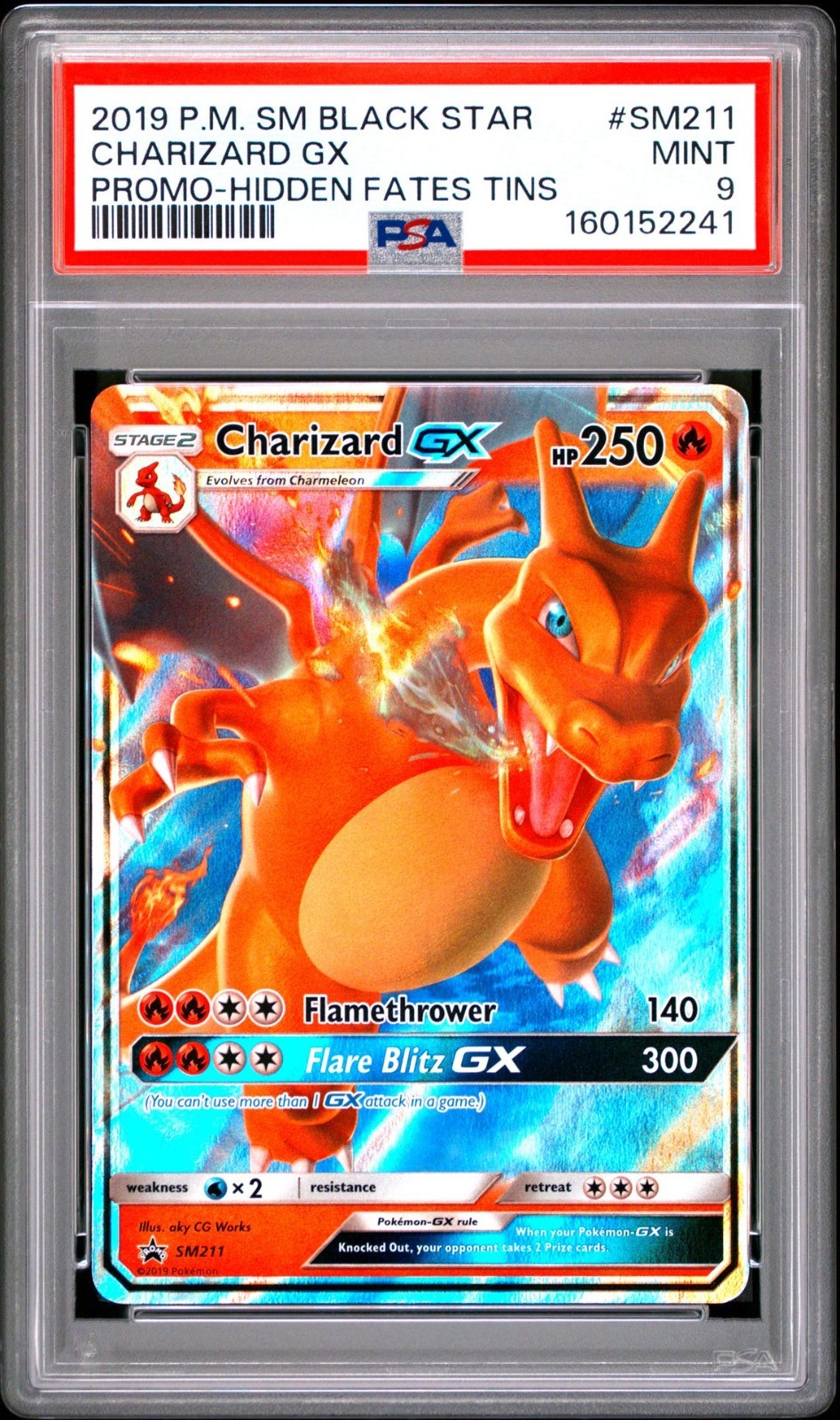 2019 POKEMON SM BLACK STAR PROMO SM211 CHARIZARD GX HIDDEN FATES TINS PSA 9