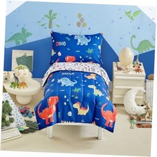 Dinosaur Toddler Bedding Set for Boys Girls 4 Pieces toddler - 4 pieces Navy