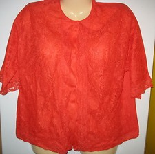 VANITY FAIR - 100  NYLON  LACE BUTTON FRONT PAJAMA TOP OR BED JACKET - 36