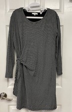 Vince Womens Striped Cotton Dress Black White M
