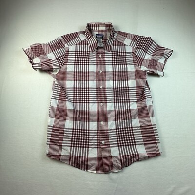 Patagonia SS Plaid Button Down Go to Shirt Logo Men XL Blue