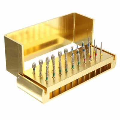 30 Pcs Dental Diamond Burs Drills + Disinfection Box Opening Block Holder 
