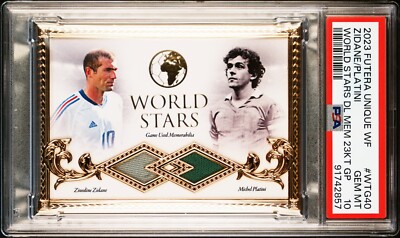 2023 FUTERA UNIQUE ZINEDINE ZIDANE & MICHEL PLATINI FRANCE 10/14 JSY PSA 10