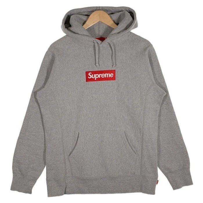 Sweat shirt à capuche logo boîte Supreme 16AW gris taille M d'occasion