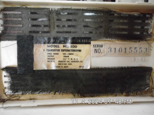 '61 TOSHIBA/PENNCREST Mdl. 1130 6 TRANSISTOR RADIO,JAPAN,BATTERY,FREE USA SHIP! - Picture 8 of 11