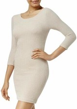 Trixxi Juniors' Metallic Open-Back Bodycon Dress (Cream, 7)