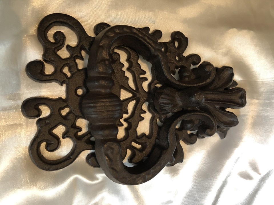 Antique Victorian Kenrick Style Heavy Cast Iron Door Knocker Black eBay