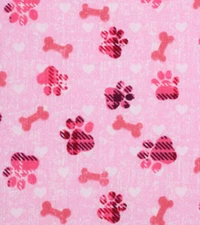 Pink Dog Paw & Bones Pink Fabric 18” x 44” 100% Cotton