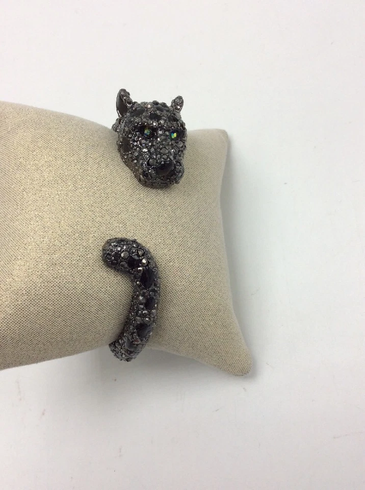 $85 Betsey Johnson Hematita Tono Negro Gris Jaguar Brazalete Bisagras F201 Foto 2 de 4
