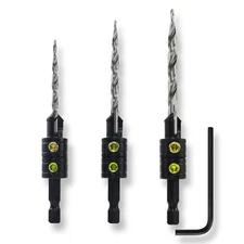 Snappy 3pc Tapered Drill Bit Countersink Set MADE IN USA Large Set Screws Quick