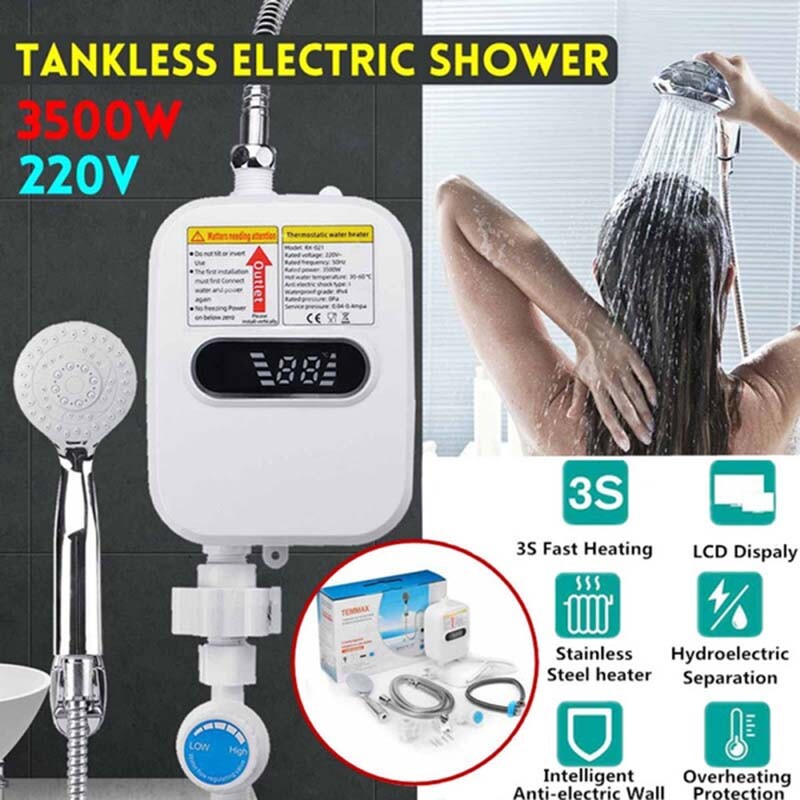3500W Electric Instant Water Heater Tankless Hot Shower Bath Kitchen  Household | eBay