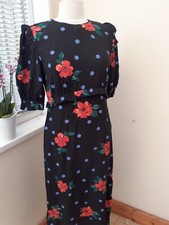 a NOBODY'S child Lenzing ecovero black spot floral felecia midi dress uk 10 sale