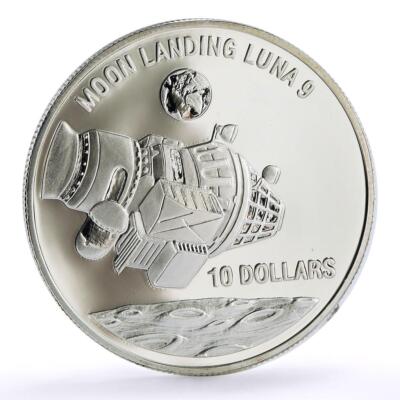 【中古】宇宙の破片 月球 MOON Niue 10 dollars Spaceship Luna 9 Moon Landing Space proof silver