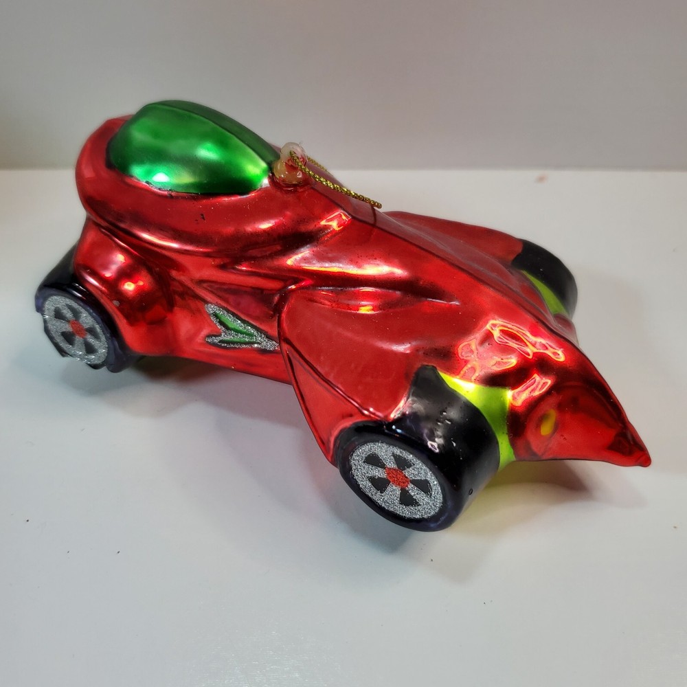 Futuristic Red Race Car Plastic Acrylic Christmas Tree Ornament