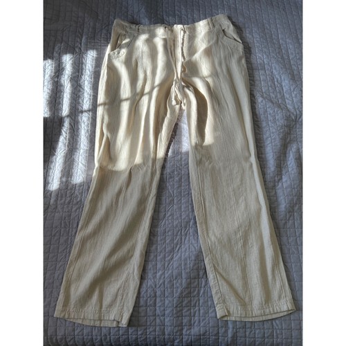 Canyon River Blues Linen Blend Pants XL Pull On Tan Lagenlook Boho Coastal Beac - Imagen 2 de 12