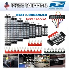 600V15A/25A Dual Row 3-12 Positions Screw Terminal Block Terminal Barrier Strip