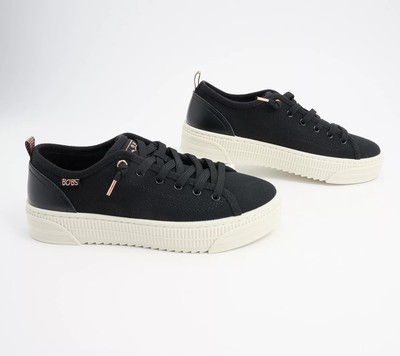 Skechers BOBS Copa Vegan Washable Canvas Shoes Black 5/M New